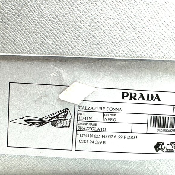 PRADA Runway Pointed Toe Cutout Cut Out Block Heel Brushed Leather Pumps - Picture 16 of 16